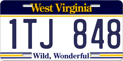 WV license plate 1TJ848