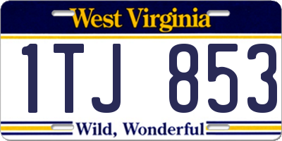 WV license plate 1TJ853