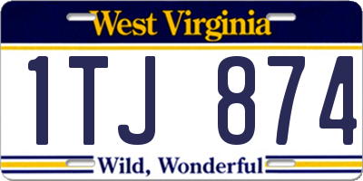 WV license plate 1TJ874