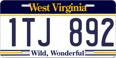 WV license plate 1TJ892