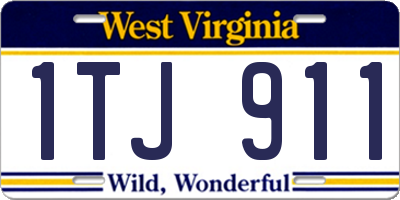 WV license plate 1TJ911