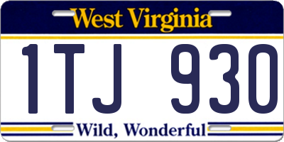 WV license plate 1TJ930