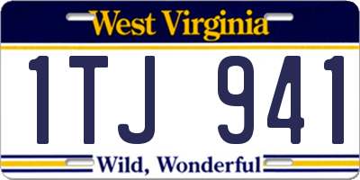 WV license plate 1TJ941