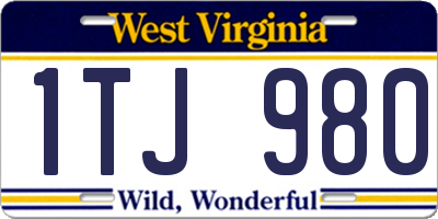 WV license plate 1TJ980