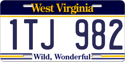 WV license plate 1TJ982