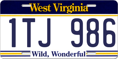 WV license plate 1TJ986