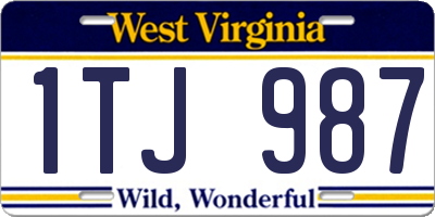 WV license plate 1TJ987