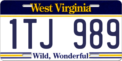 WV license plate 1TJ989