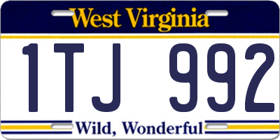 WV license plate 1TJ992
