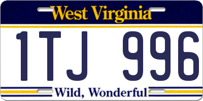 WV license plate 1TJ996