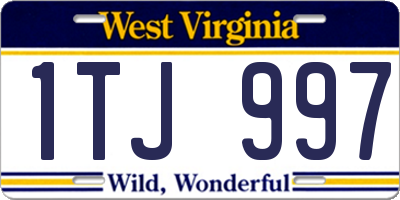 WV license plate 1TJ997