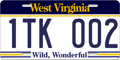 WV license plate 1TK002