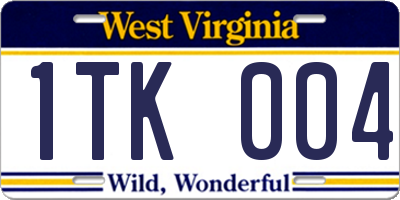 WV license plate 1TK004