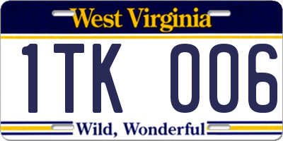 WV license plate 1TK006