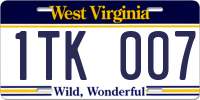 WV license plate 1TK007