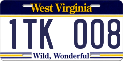 WV license plate 1TK008