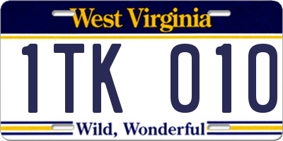 WV license plate 1TK010