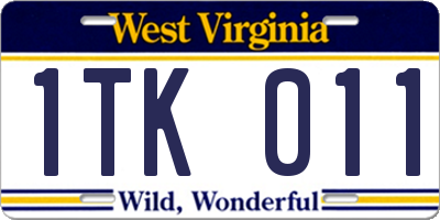 WV license plate 1TK011