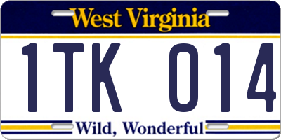 WV license plate 1TK014