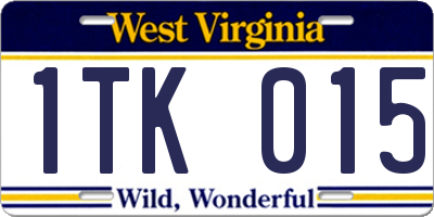 WV license plate 1TK015