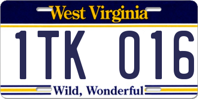 WV license plate 1TK016