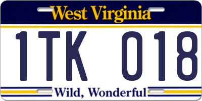 WV license plate 1TK018