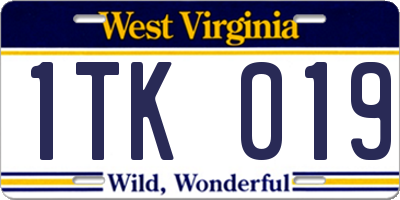 WV license plate 1TK019