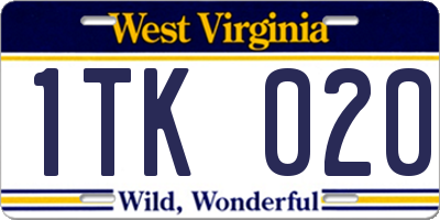 WV license plate 1TK020
