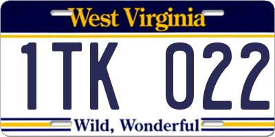 WV license plate 1TK022