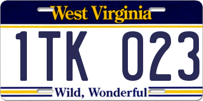 WV license plate 1TK023