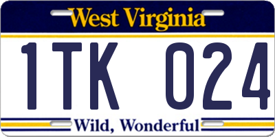 WV license plate 1TK024