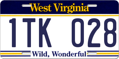 WV license plate 1TK028