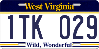 WV license plate 1TK029