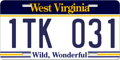 WV license plate 1TK031