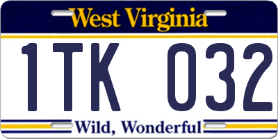 WV license plate 1TK032