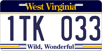 WV license plate 1TK033