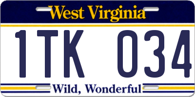 WV license plate 1TK034