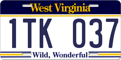 WV license plate 1TK037