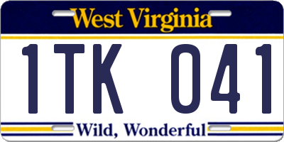 WV license plate 1TK041