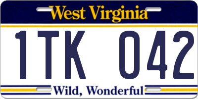 WV license plate 1TK042