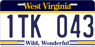 WV license plate 1TK043