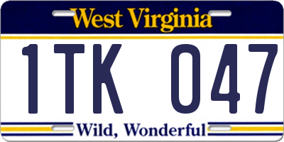 WV license plate 1TK047