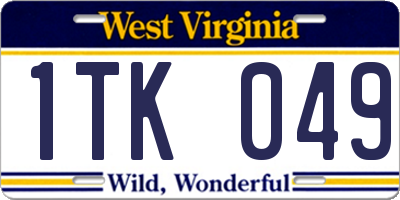 WV license plate 1TK049