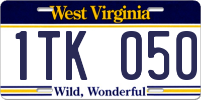 WV license plate 1TK050