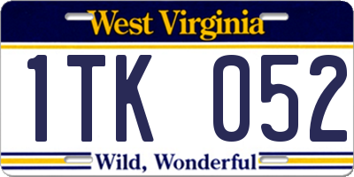 WV license plate 1TK052