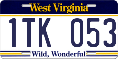WV license plate 1TK053