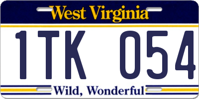WV license plate 1TK054