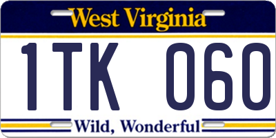 WV license plate 1TK060
