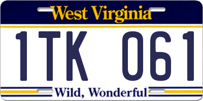 WV license plate 1TK061