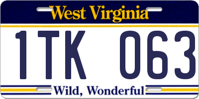 WV license plate 1TK063